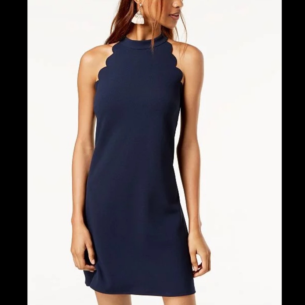 Wedding guest dress! Navy blue with scalloped neckline